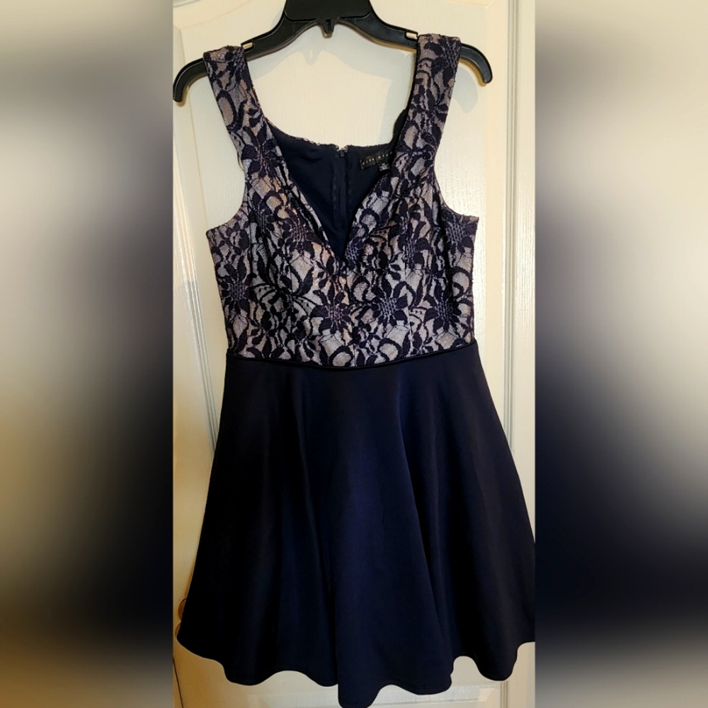 City Studios Navy and Silver Cocktail Dress